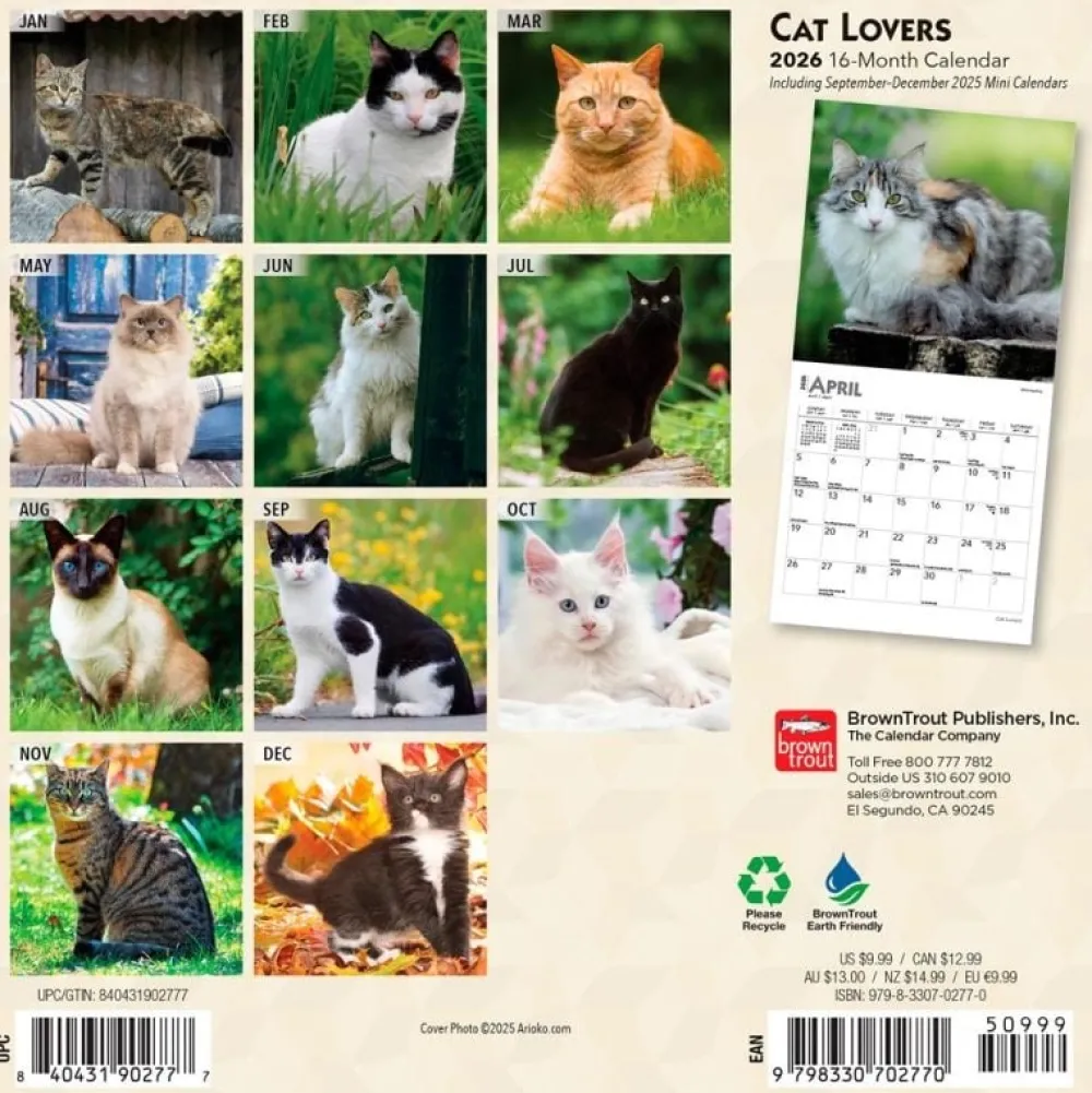 Cat Lovers 2026 Mini Wall Calendar- Calendars