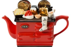 Ceramic Inspirations Christmas Large Red Aga-Style Teapot- Teapots