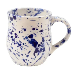 Ceramic Inspirations Blue Splatter Curved Mug- Assorted Mugs