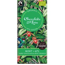 Chocolate & Love Organic Dark Chocolate & Mint Bar- British Chocolate