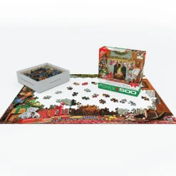 Christmas By The Fireplace 500 Piece Puzzle- Games & Puzzles
