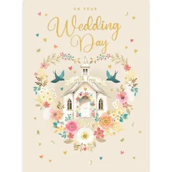 Church With Wreath Wedding Card- Greeting Cards