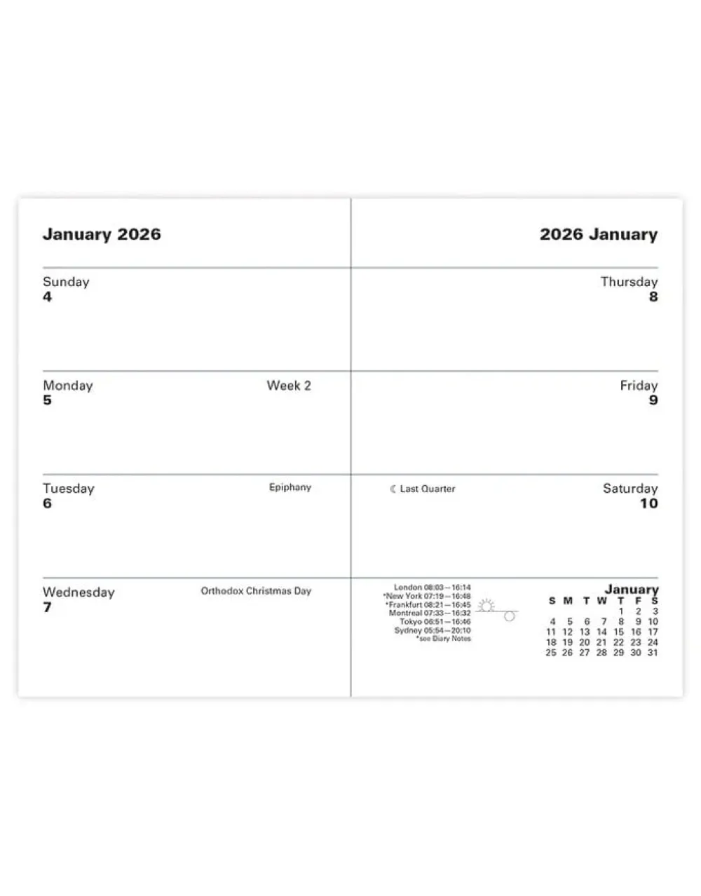 Classic Mini Pocket Week to View Planner 2026, Sunday Start, Dark Blue- Journals & Other Stationery