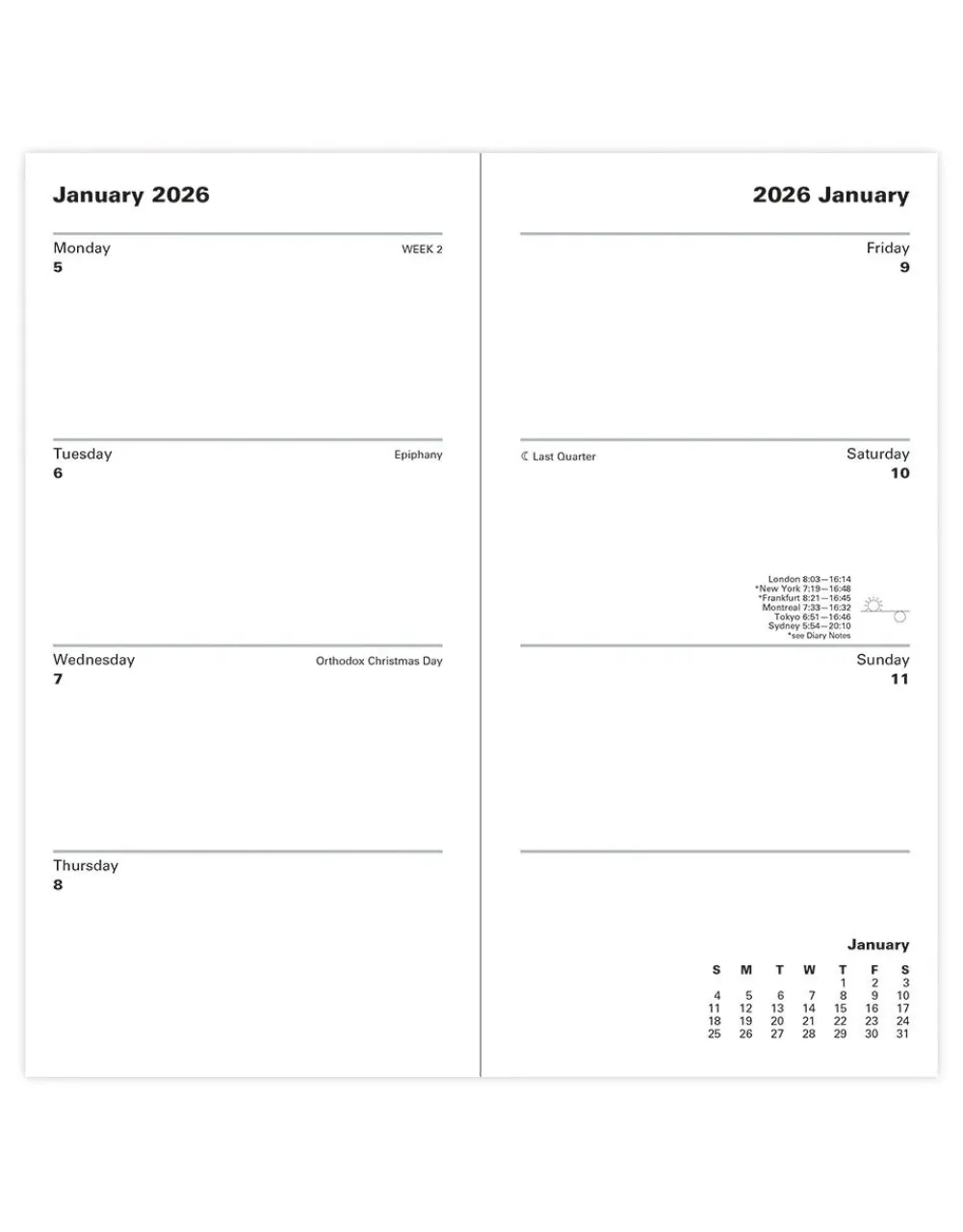 Classic Slim Week to View Planner with Monthly Planners 2026, Black- Journals & Other Stationery
