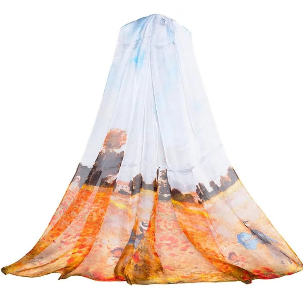 Claude Monet Poppy Field Silk Scarf- Scarves & Wraps|Cultural Icons