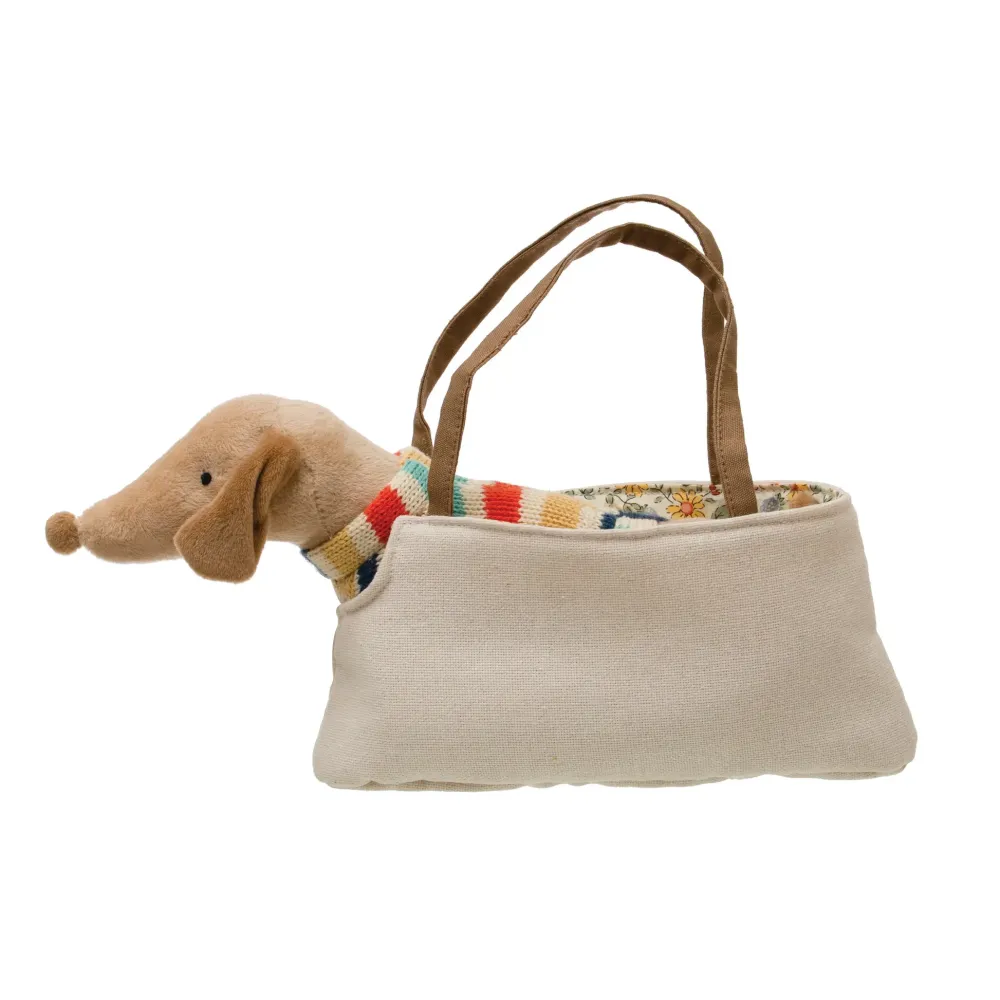Cotton Removable Dachshund in Carrier- Soft Toys|Toys