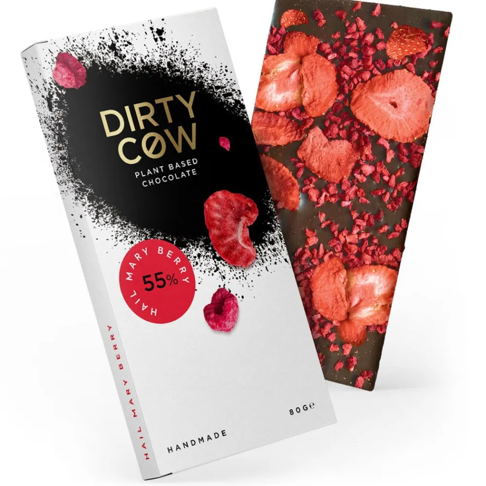 Dirty Cow Hail Mary Berry Plant Based Chocolate Bar- British Chocolate