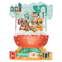 Doggy Bath Time Swing Card- Greeting Cards
