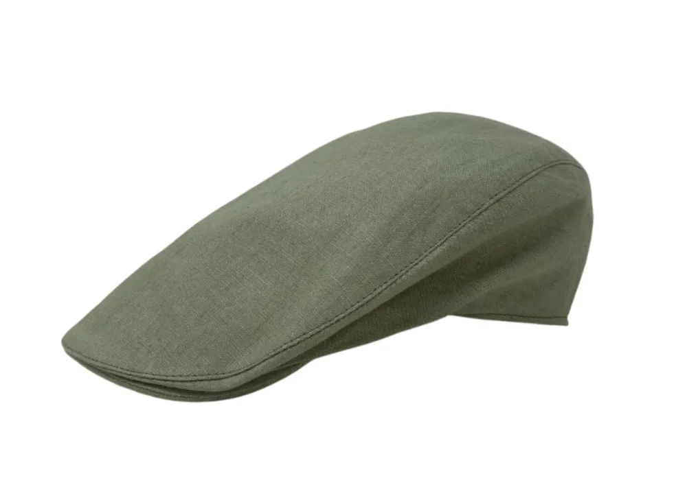Donegal Touring Cap in Green Linen- Hats
