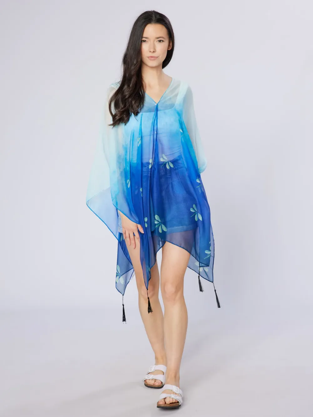 Dragonflies Recycled Bottle Poncho- Scarves & Wraps