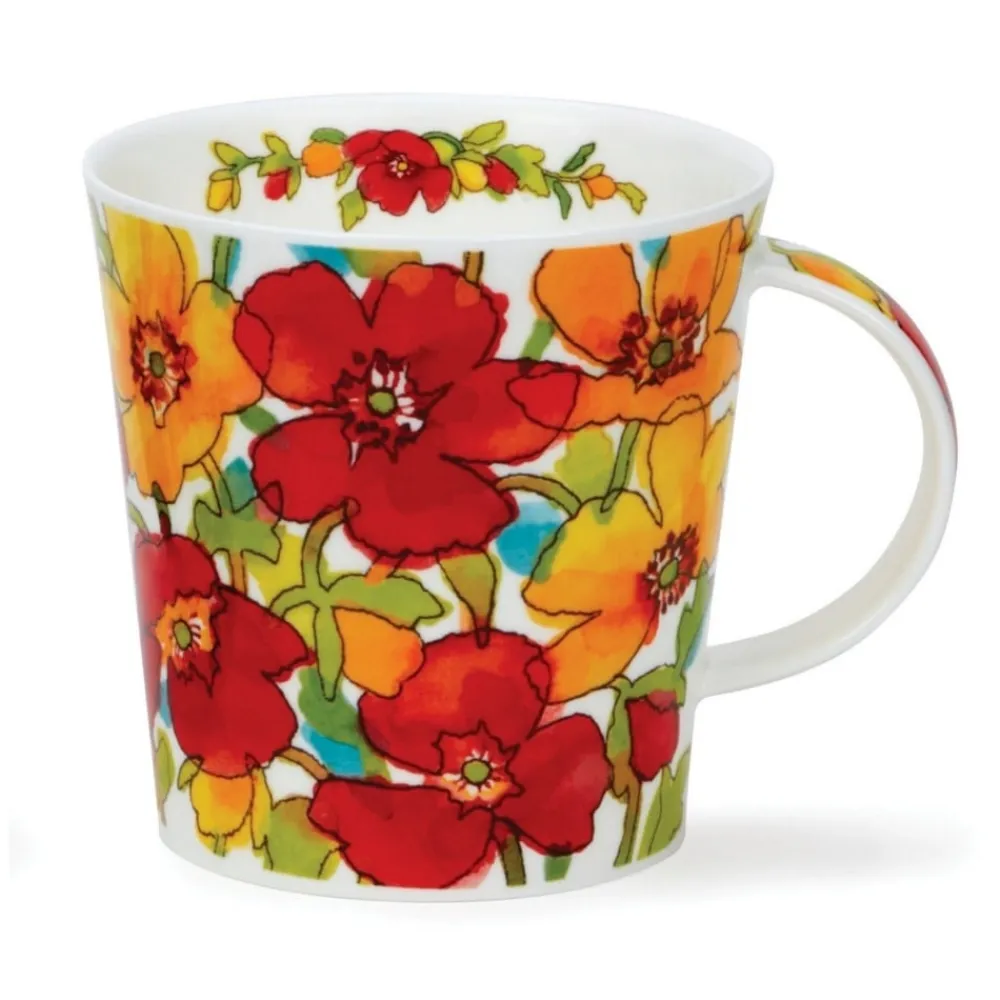 Dunoon Cairngorm Flower Shower Red Mug- Shape: Cairngorm