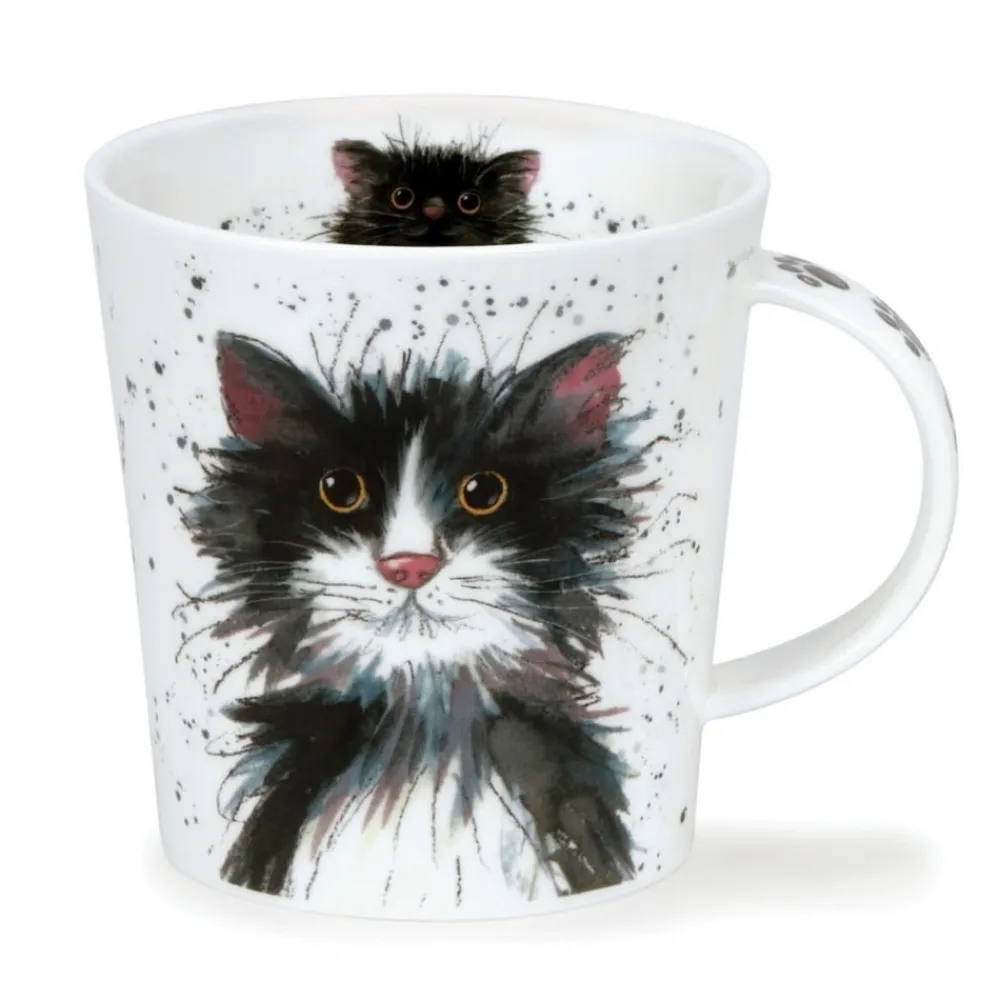Dunoon Lomond Catter Splatter Black & White Mug- Shape: Lomond