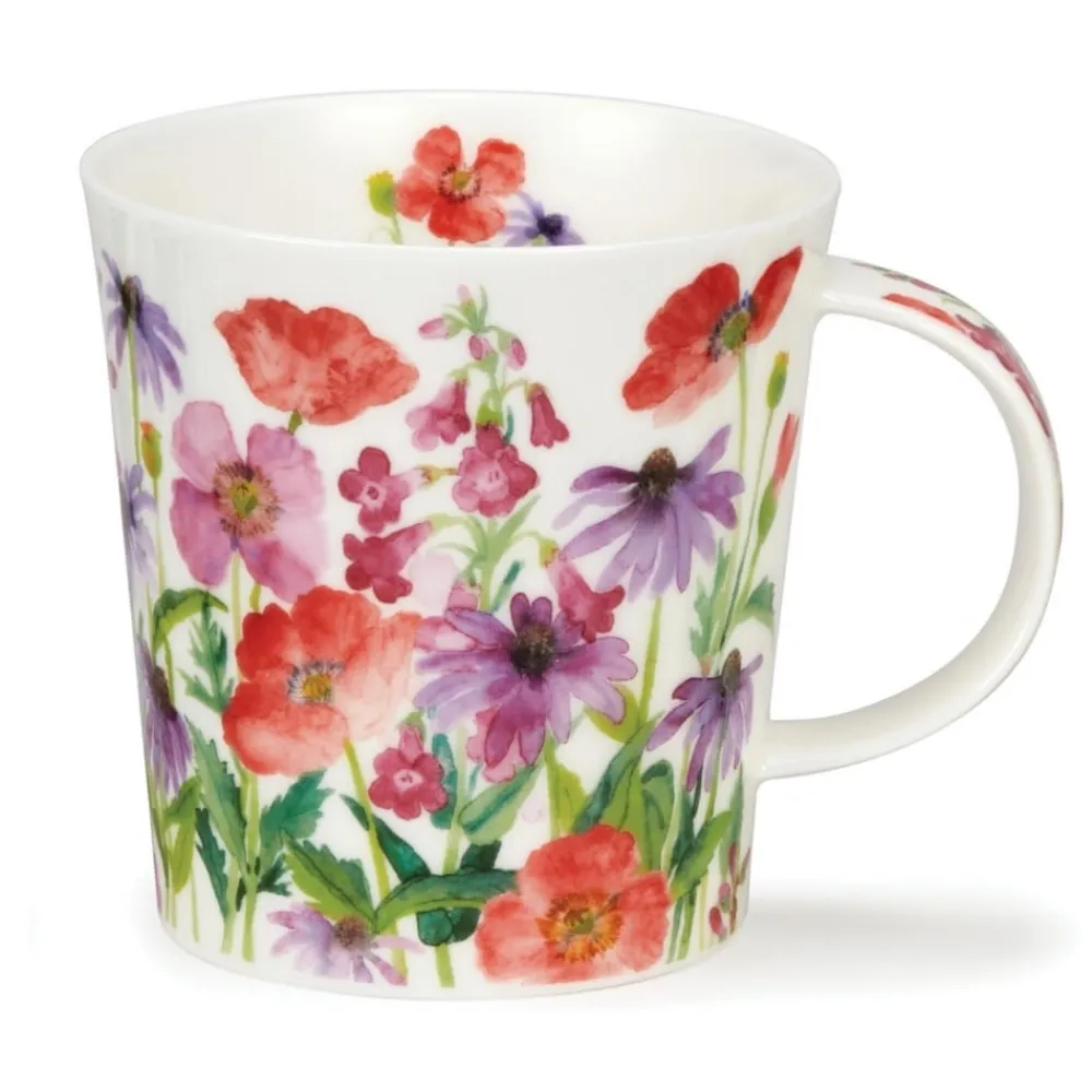 Dunoon Lomond Flower Garden Red Mug- Shape: Lomond