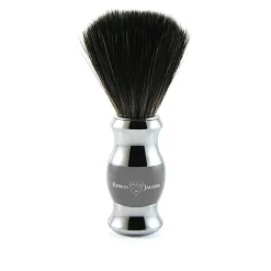 Edwin Jagger Grey & Chrome Shaving Brush (Black Synthetic)- Shaving Brushes