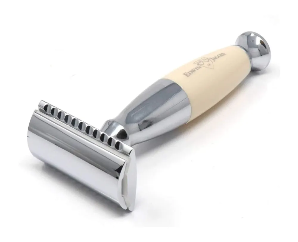 Edwin Jagger Ivory & Chrome Plated Double Edge Safety Razor- Razors