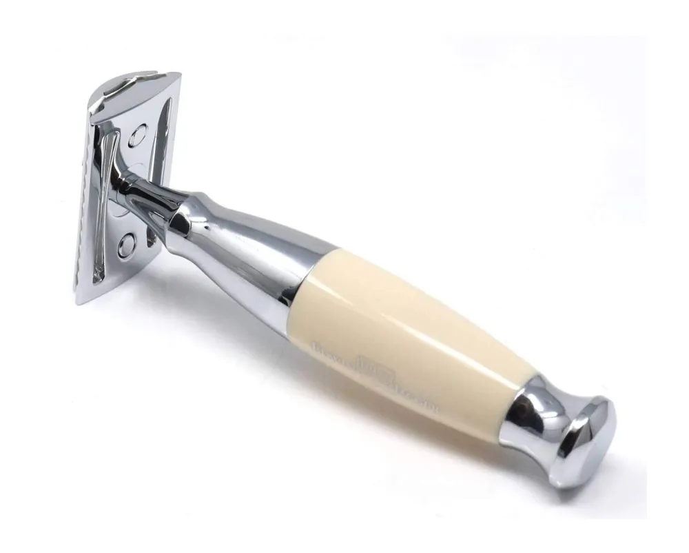 Edwin Jagger Ivory & Chrome Plated Double Edge Safety Razor- Razors