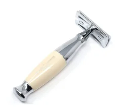Edwin Jagger Ivory & Chrome Plated Double Edge Safety Razor- Razors