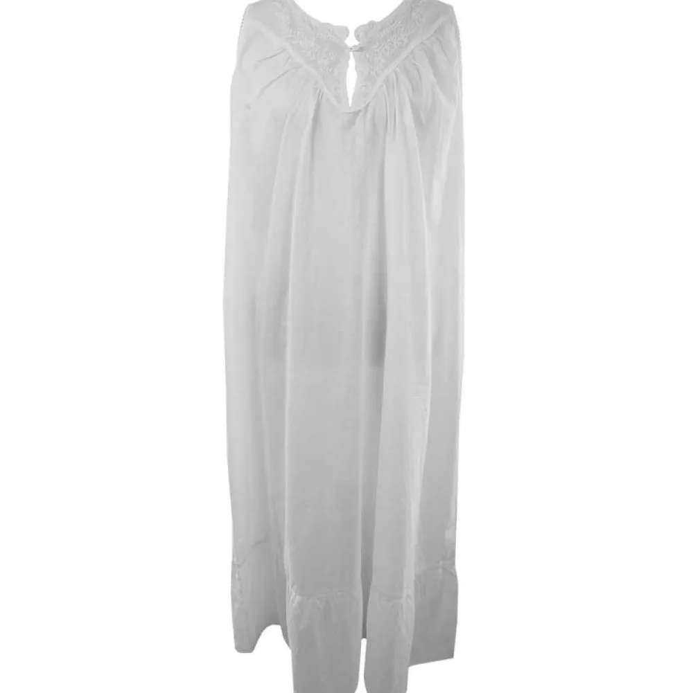 Emily V-Neck Sleeveless Single Button Nightgown- Robes, Nightgowns & Dresses