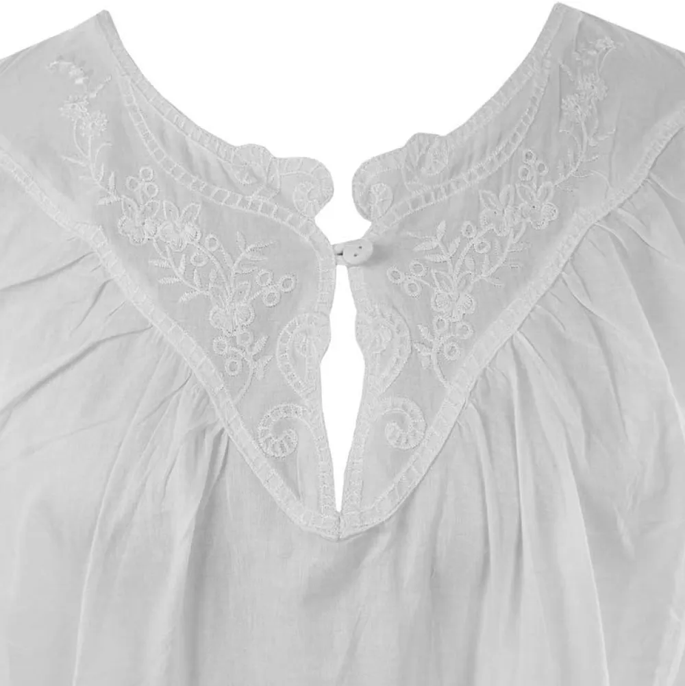 Emily V-Neck Sleeveless Single Button Nightgown- Robes, Nightgowns & Dresses