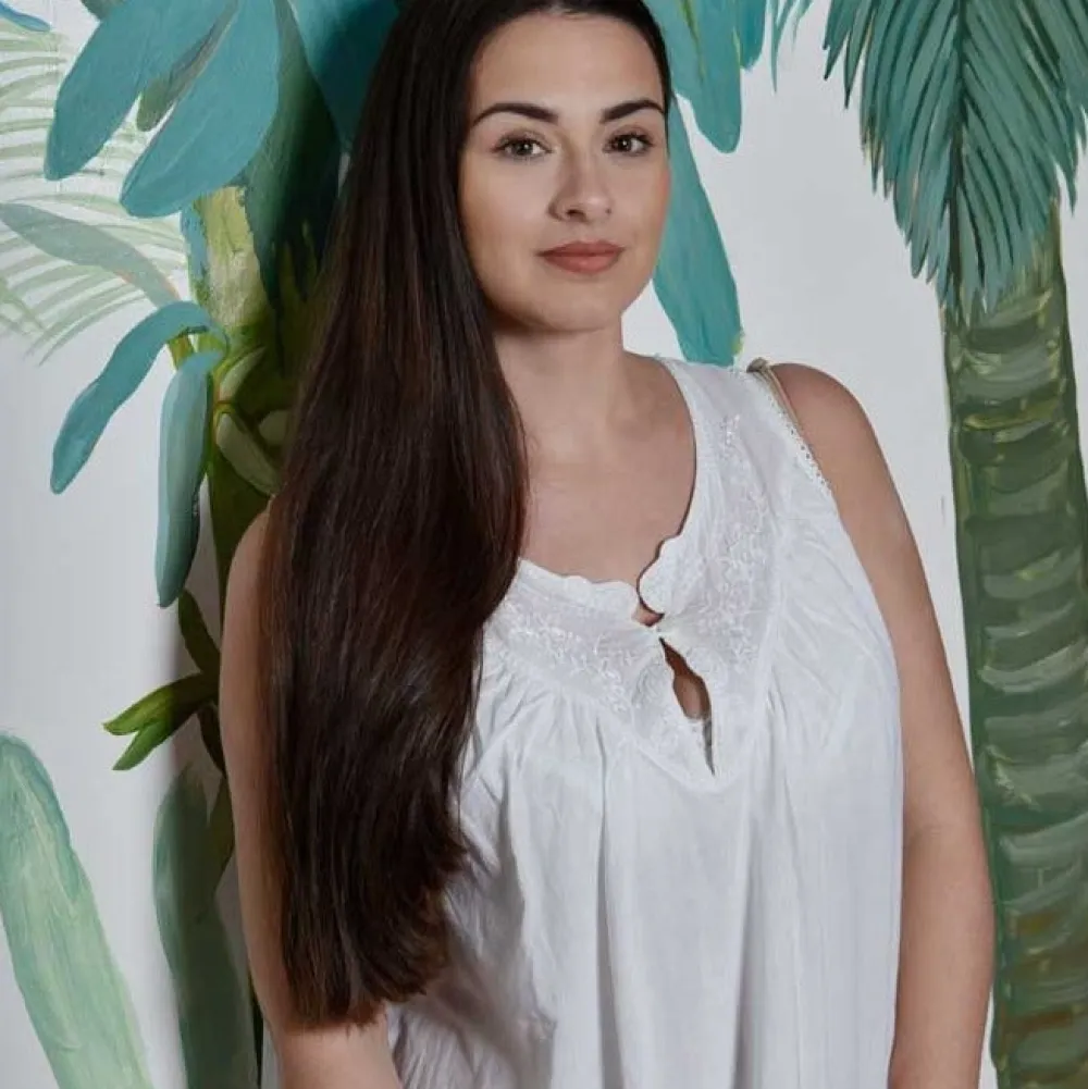 Emily V-Neck Sleeveless Single Button Nightgown- Robes, Nightgowns & Dresses