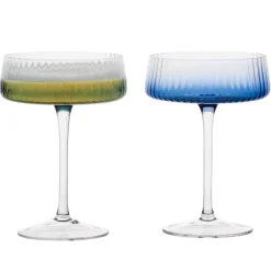 Empire Blue Champagne Coupe Pair- Glasses & Steins