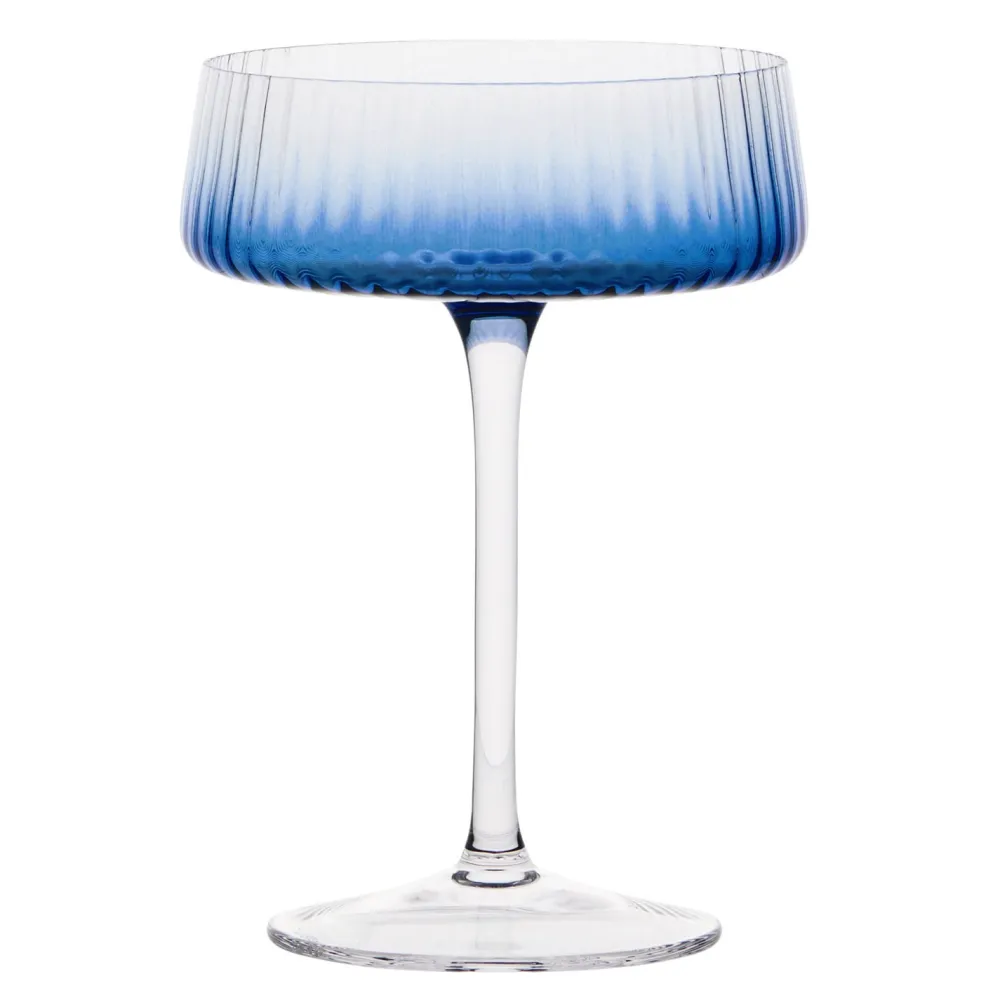Empire Blue Champagne Coupe Pair- Glasses & Steins