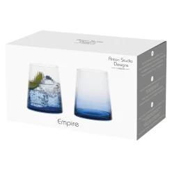 Empire Blue Double Old Fashioned Tumblers Pair- Glasses & Steins