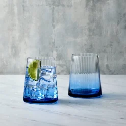 Empire Blue Double Old Fashioned Tumblers Pair- Glasses & Steins