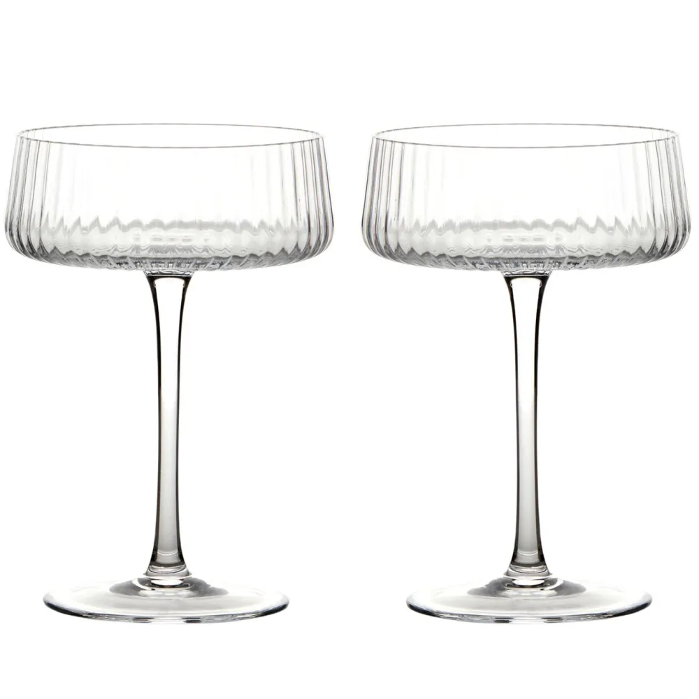 Empire Clear Champagne Coupes Pair- Glasses & Steins