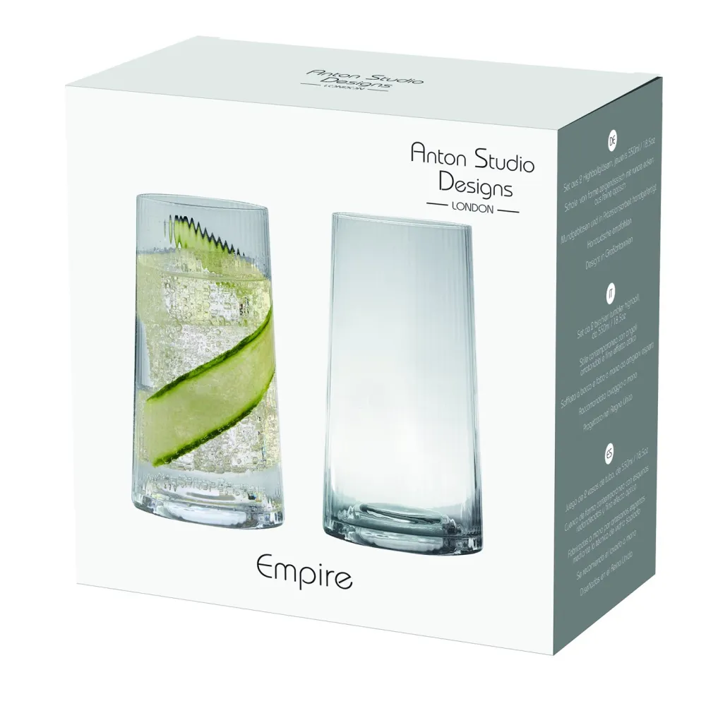 Empire Clear Highball Tumbler Pair- Glasses & Steins