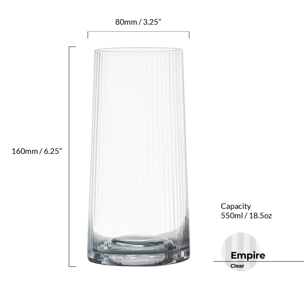 Empire Clear Highball Tumbler Pair- Glasses & Steins