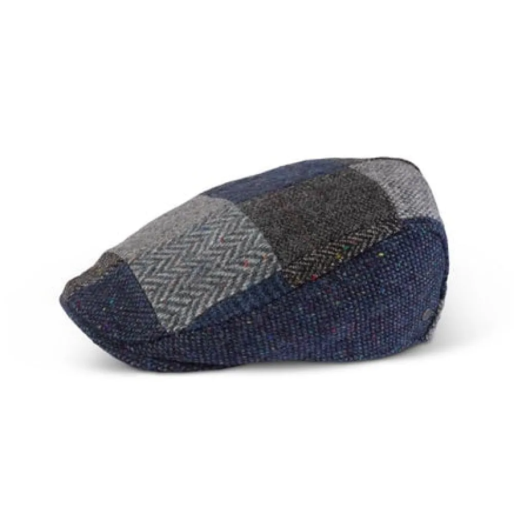 Fia Tailored Grey & Blue Patchwork Cap- Hats