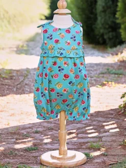 Flower Toss Turquoise Baby Bubble (12M-18M)- Childrenswear