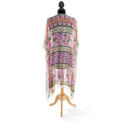 Folk Flowers Pink Long Kimono- Robes, Nightgowns & Dresses