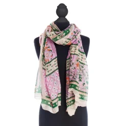 Folk Flowers Pink Scarf- Scarves & Wraps
