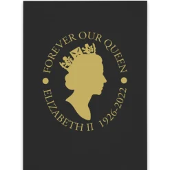 Forever Our Queen Black & Gold Emblem Tea Towel- Souvenirs|Cultural Icons