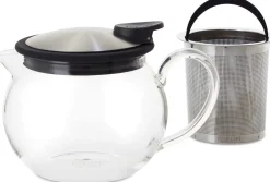 Forlife Bola Glass Teapot with Basket Infuser (Black/Graphite)- Teapots