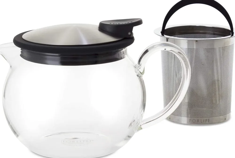 Forlife Bola Glass Teapot with Basket Infuser (Black/Graphite)- Teapots