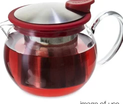 Forlife Bola Glass Teapot with Basket Infuser (Red)- Teapots