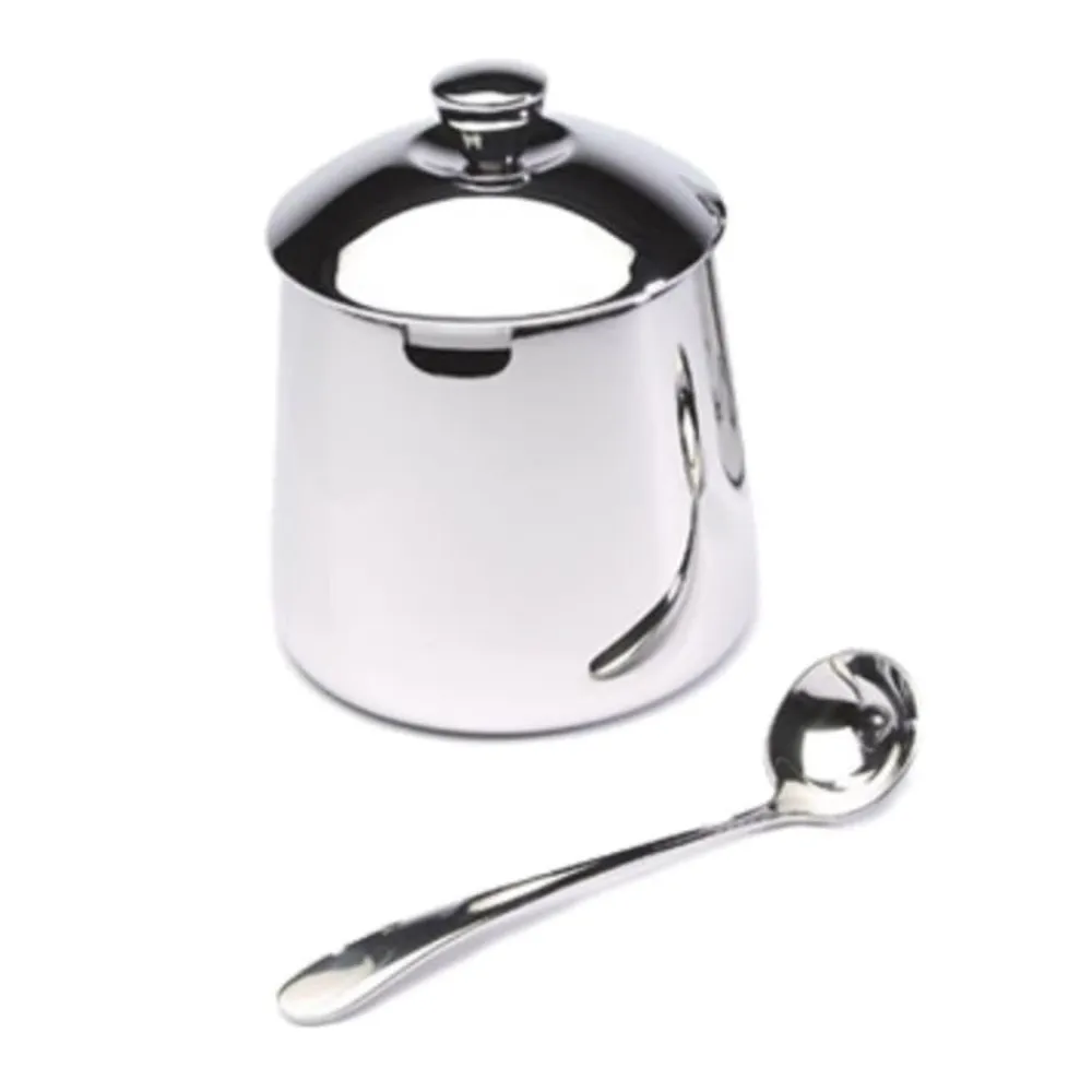 Frieling Sugar Bowl & Spoon with Mirror Finish- Creamers & Sugar Bowls