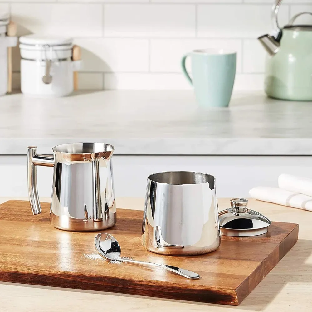 Frieling Sugar Bowl & Spoon with Mirror Finish- Creamers & Sugar Bowls