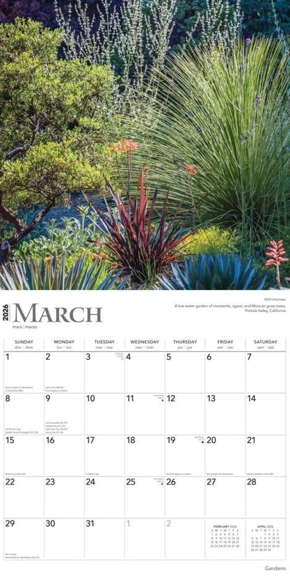 Gardens 2026 Wall Calendar- Calendars