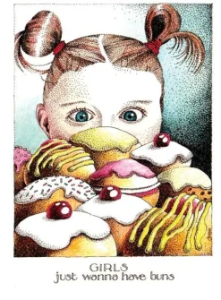 Girls Just Wanna Have Buns Greeting Card- Greeting Cards