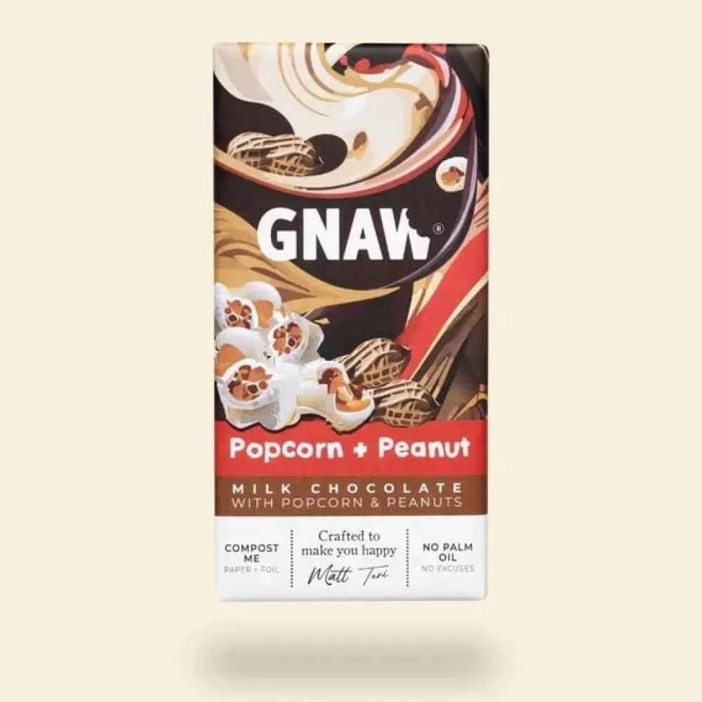 Gnaw Popcorn & Peanut Milk Chocolate Bar- British Chocolate