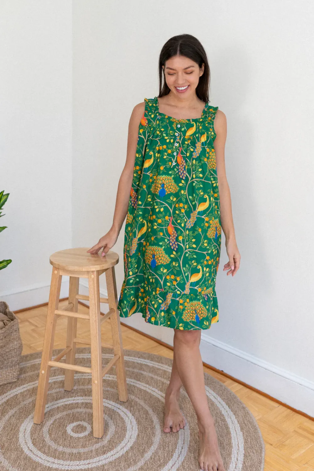 Green Fearless Peacock Nighty Nite- Robes, Nightgowns & Dresses