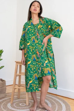 Green Fearless Peacock Nighty Nite- Robes, Nightgowns & Dresses
