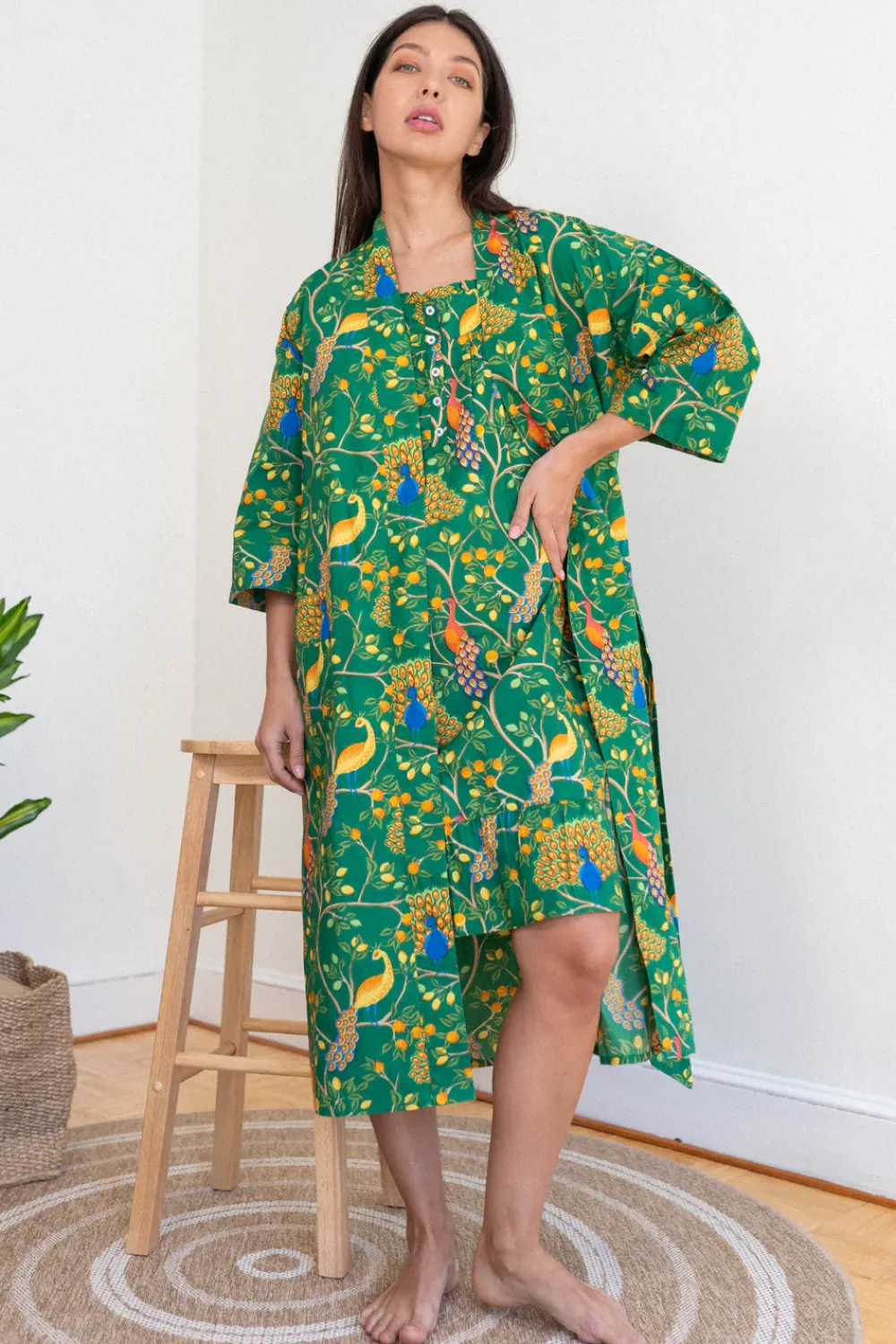 Green Fearless Peacock Nighty Nite- Robes, Nightgowns & Dresses
