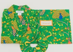 Green Fearless Peacock Short Sleep Set- Robes, Nightgowns & Dresses