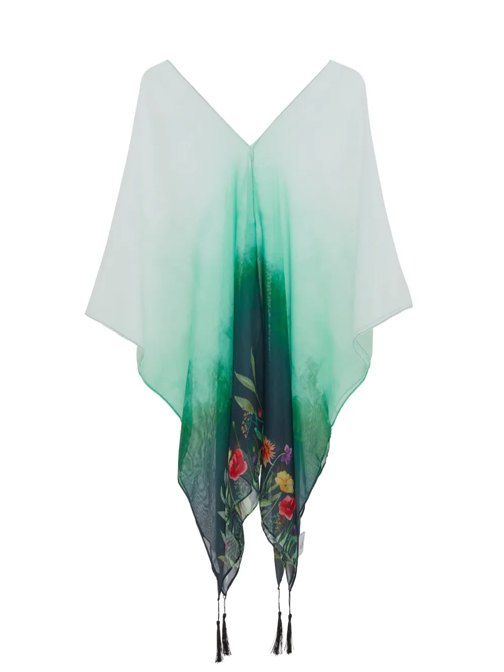 Green Wildflowers Recycled Bottle Poncho- Scarves & Wraps
