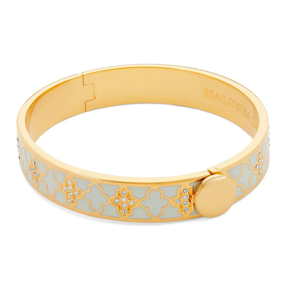 Halcyon Days Agama Sparkle Cream & Clear Hinged Bangle- Bracelets & Bangles